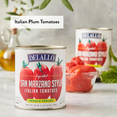 28 3 Pack, Packed DeLallo San Marzano Style Whole Peeled Tomatoes, Ounce Can, Non-GMO, Italian Plum Tomatoes in Rich