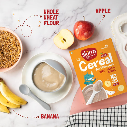 10.58 Oz (300g) Slurrp Farm Healthy Cereal for Kids | Wheat, Apple & Banana | No Added Sugar, Milk or Preservatives |