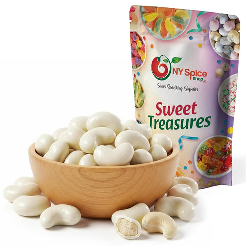 8 NY Spice Shop White Chocolate Covered Cashews - Ounce Candy Coated Cashew - Trail Mix White Chocolate Sweet Nut