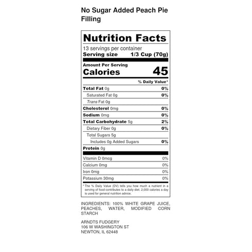 Amish Buggy 32 Oz Amish Pie Filling No Sugar Added Peach- TWO Jars