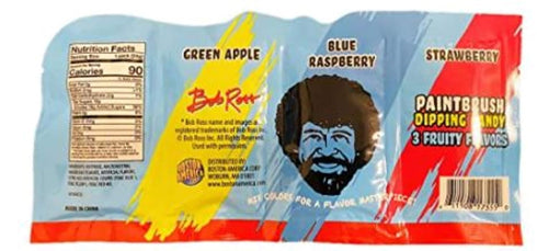Bob Ross Flavor Palette Paintbrush Dipping Candy - 0.85 Oz Pack with 3 Fruity Flavors: Strawberry, Blue Raspberry,