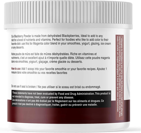 AKI BlackBerry Powder, Nutrient-Rich, Vitamin C, Sugar-Free, Vegan-Friendly for Baking, Flavoring, Smoothie, Yogurt,