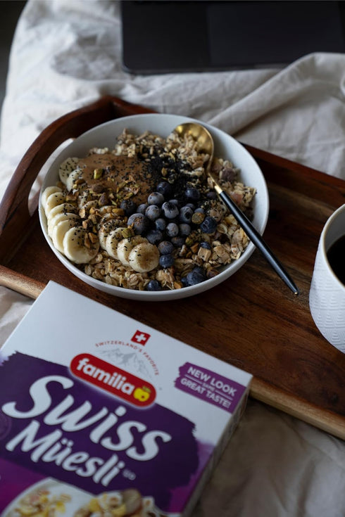 0g 21 (Pack 1) Familia Swiss Muesli Cereal, Premium Recipe with Spelt Flakes, Krispies, Fruit and Nuts, Added Sugar