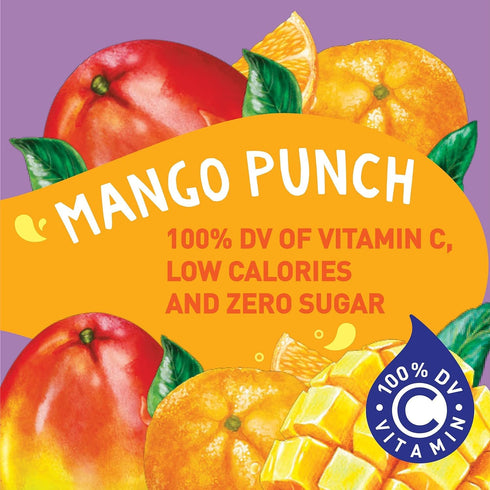 Packets, 100% 18 Pack 3 Tampico Singles To Go Drink Mix Mango Punch, DV of Vitamin C per Serving, Low Calorie, Zero