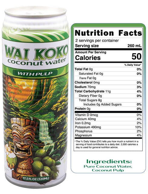 17.5oz (12 pack) Wai Koko Coconut Water with Pulp