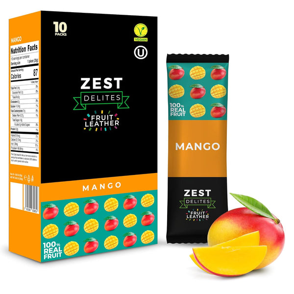 Fruit Snacks by Zest Delites, Fruit Leather, Dried Mango Bars, Healthy Snacks