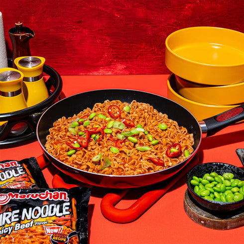 3 Oz (22 Count) Maruchan Ramen Fire Spicy Beef, Instant Noodles - Stir Fry Style, Bold Taste with a Fiery Kick, Ready