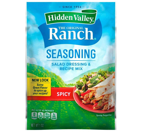 Hidden Valley Spicy Ranch Salad Dressing & Seasoning Mix - Pack of 4, 1 oz Packets