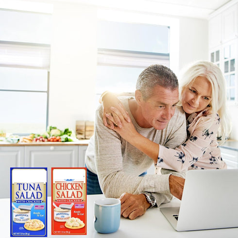 Generic Summer 3oz Pack 8 Tuna and Chicken Salad with Crackers Kit Ready to Eat with Spoon Convenient Protein Shelf
