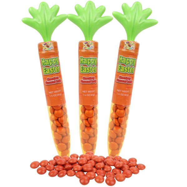 Needzo Plastic Carrot Filled with Orange Easter Chocolatey Pieces, Crunchy Shell Candy