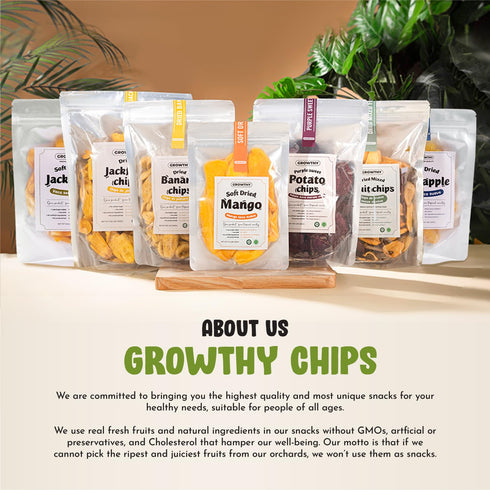GROWTHY 200Gram 100% Soft Dried Jackfruit Chips Healthy Snack for Adults & Kids, All-Natural, Less Added Sugar
