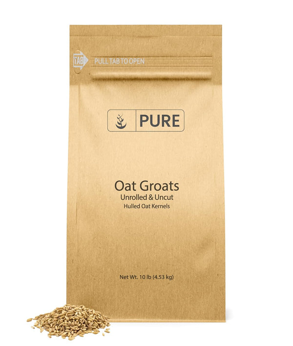 PURE ORIGINAL INGREDIENTS Oat Groats (10 Pound), Whole, Uncut & Hulless, High