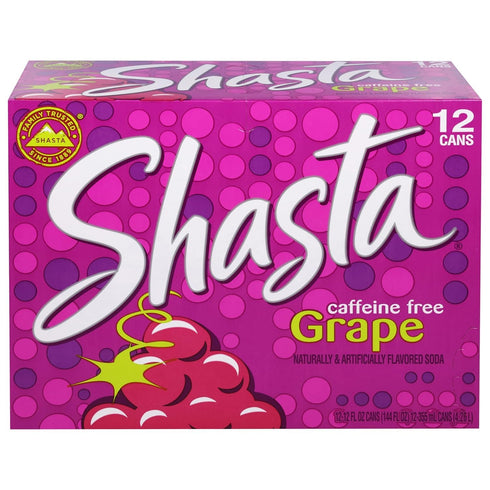 Generic Shasta Caffeine Free Grape Flavored Soda, 12 Cans (12 fl oz each)
