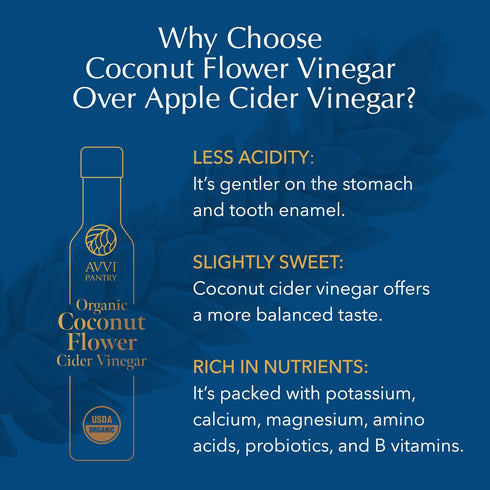 AVVI Organic Coconut Vinegar with Nectar - Premium Gourmet Balsamic Vinegar Alternative, Condiment for Healthy Cooking