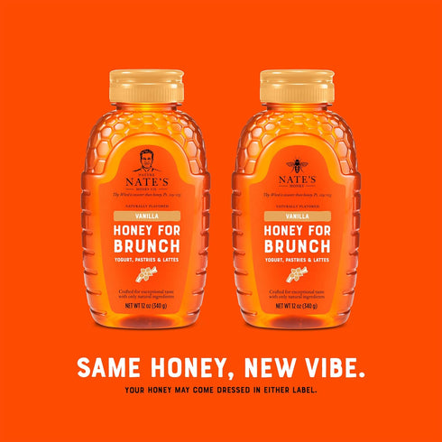 100% 12 oz Nate's Vanilla Honey for Brunch - Made with Pure Honey and Vanilla - Squeeze Bottle - Great for Pancakes