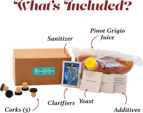 1 Craft A Brew - Pinot Grigio Wine Recipe Kit - Gallon - Ingredients for Home Brewing Wine - Wine Making Ingredients