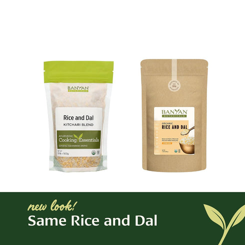 1.1 lbs. Banyan Botanicals Rice and Dal Pre-Blended Organic Yellow Mung Dal and Organic Basmati Rice for Kitchari Easy