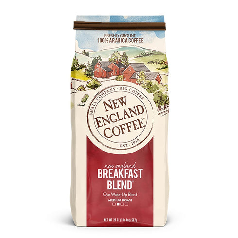 New England Coffee Breakfast Blend Medium Roast Ground Coffee, 20oz Bag (Pack