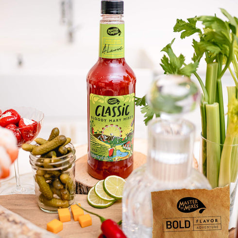 1.75 (59.2 Oz), Pack 3 MASTER OF MIXES Classic Bloody Mary Drink Mix, Ready to Use, Liter Bottle Fl