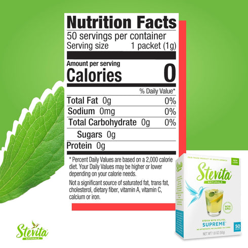 Stevita Stevia with Xylitol Supreme, 50 Packets, All-Natural Sweetener, Non-GMO, Vegan