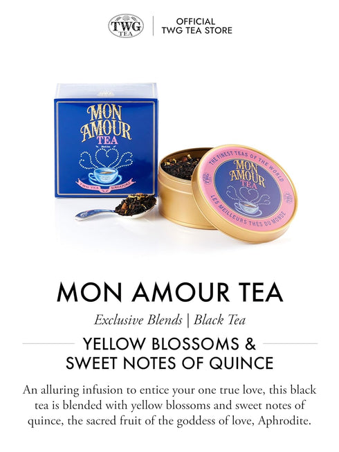 100g Set TWG Tea | Mon Amour Tea | Black Tea | Quince Bits & Marigold Petals | Caviar Tin, | Gift
