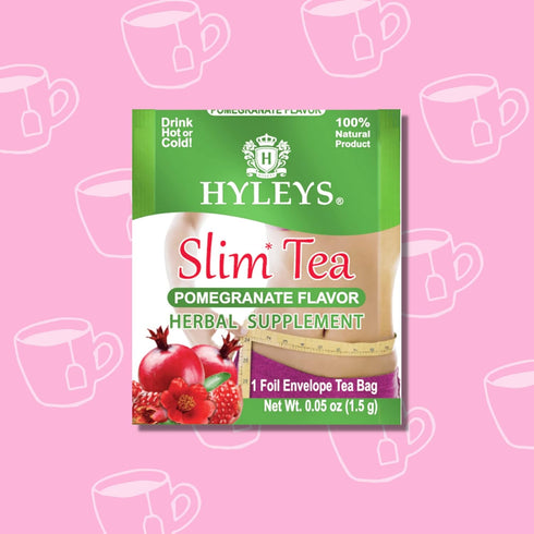Hyleys Slim Tea Pomegranate Flavor - Herbal Supplement for Weight Loss, Cleanse & Detox - 25 Tea Bags