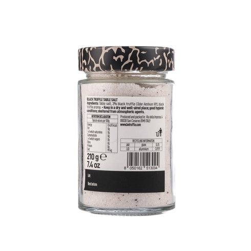 7,4 OZ -210g 100% Be Truffle - Black Truffle Table Salt - Made in Italy - Vegan, Gluten-Free, Cholesterol-Free