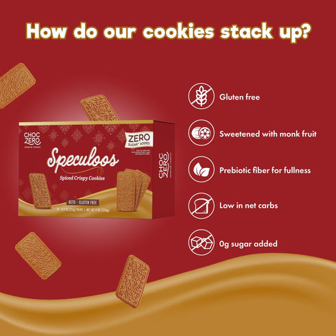 30 9 (Pack 1) ChocZero Speculoos Cookies, Gluten Free, No Added Sugar, Spiced Windmill Keto Cookie, Cookies Per Box