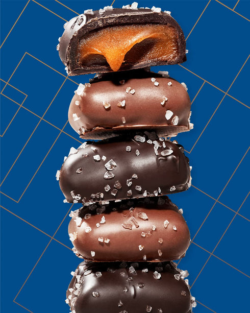 (32 oz Sanders Milk Chocolate Sea Salt Caramels Tub) Handcrafted Small Batch Slow Cooked Caramel, Sea Salt Chocolate