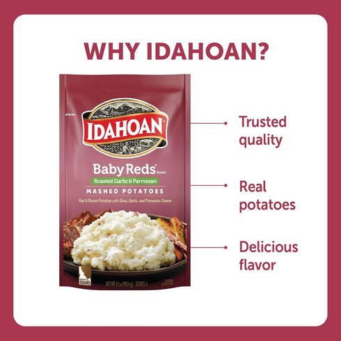 100% 4 4.1 (Pack 10) Idahoan Baby Reds with Roasted Garlic and Parmesan Mashed Potatoes, Naturally Gluten-Free, Real