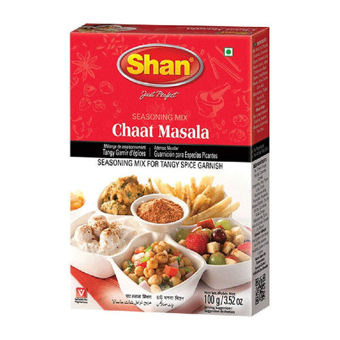 Shan Chaat Masala Seasoning Mix, 100g (Pack of 6) - Spice Packets for Tangy and Spicy Garnish