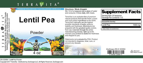 Terravita (4 oz, 520684) Lentil Pea Powder ZIN: