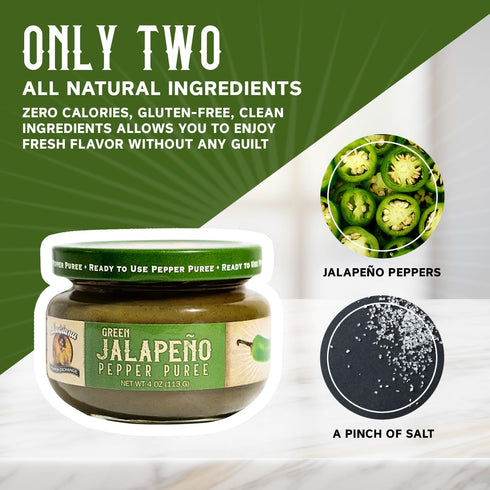 Louisiana Pepper Exchange Green Jalapeno Pepper Puree Sauce, 2 Pack - Plant-Based, Gluten-Free