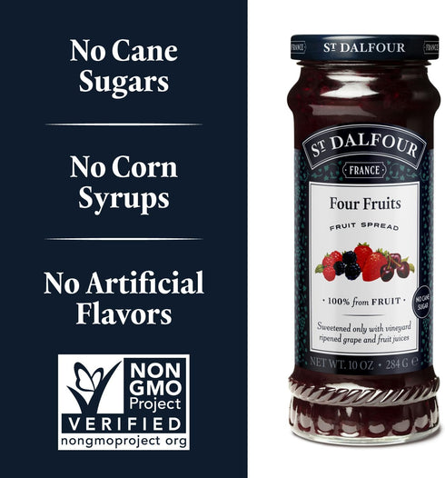 10oz 100% St. Dalfour Four Fruits Fruit Spread - - from Fruit, No Artificial Ingredients, Non-GMO, No Cane Sugars, All