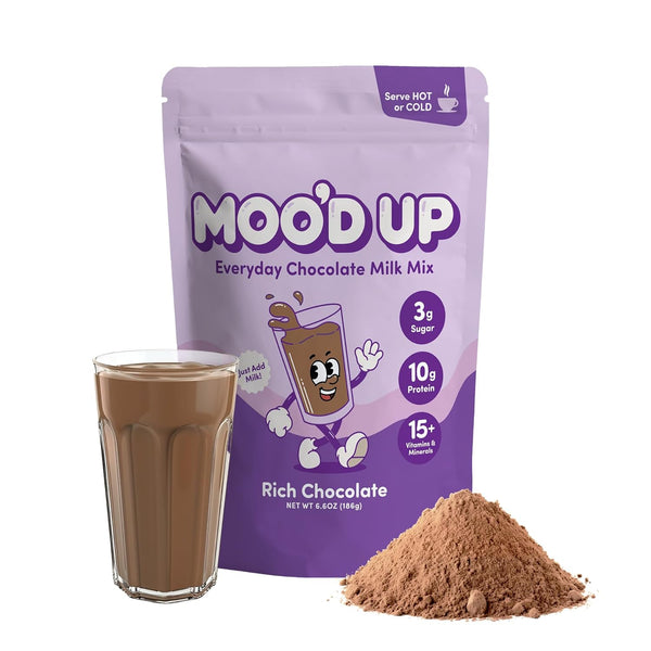 Moo'd Up Mood Up Chocolate Milk & Hot Chocolate Mix (15 Servings) Low Sugar,
