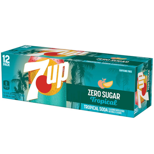 7UP 12 oz 12 pack Tropical Zero Sugar Soda, fl cans