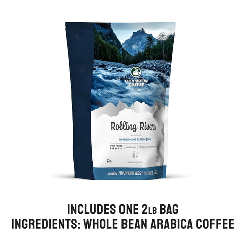 2Lb City Brew Rolling Rivers - Dark Roast Whole Bean Coffee