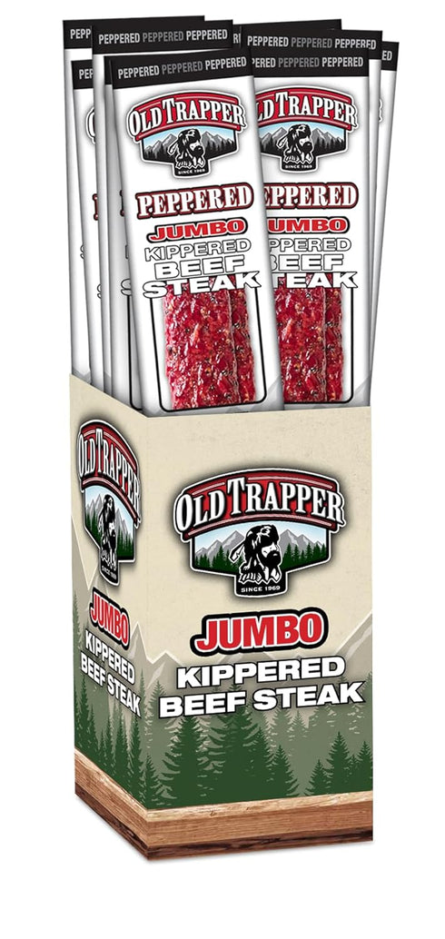 Packages, 22 (Pack 12) Old Trapper Kippered Steak, Peppered Flavor, Two-Ounce Individually Wrapped Spicy Meat Snack
