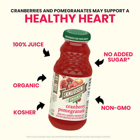 8 oz (12 Pack) R.W. Knudsen Organic Cranberry Pomegranate Juice, fl
