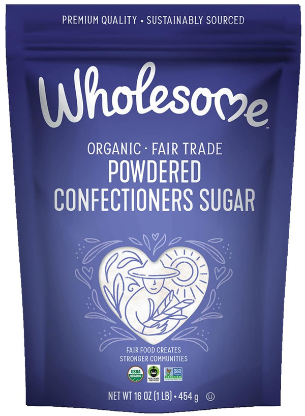 Wholesome Sweeteners 16-Ounce Organic Powdered Confectioners Sugar, Fair Trade, Non GMO, Gluten