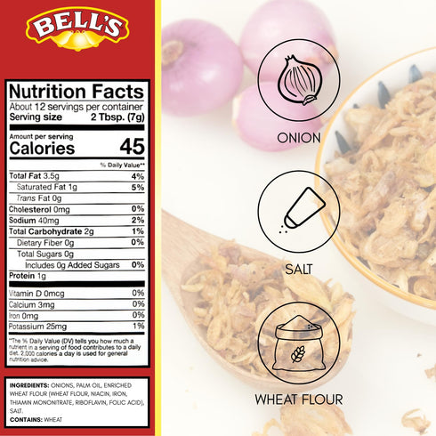 6 oz Bell's Fresh Fried Onions Bag Crispy & Flavorful Topping for Green Bean Casserole, Burgers, Salads & More Classic