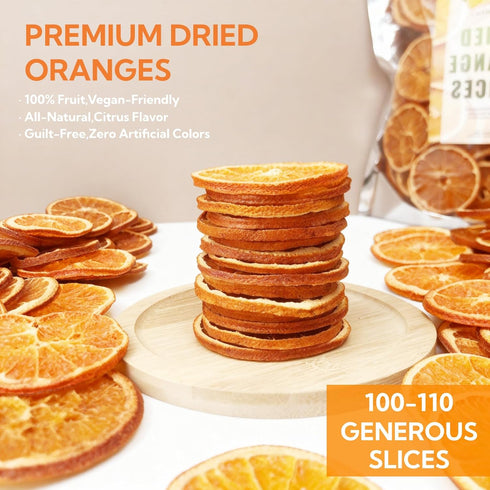 Luxsavia 1.1LB(500g) 100-110 Natural Dried Orange Slices Bulk,Approx Wheels,Dehydrated Orange Slices NO Addtives,Dried