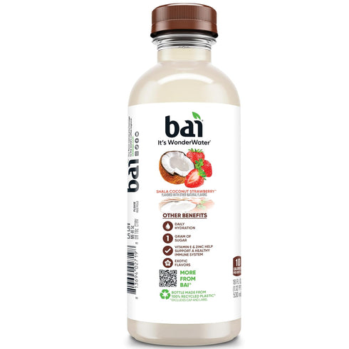 18 12 Pack Bai Antioxidant Infused Water Beverage, Shala Coconut Strawberry, with Vitamin C and No Artificial