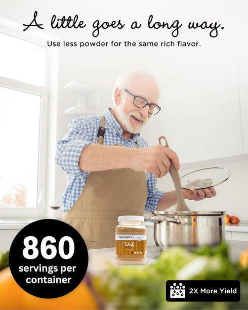 30+ 4.75lb Shirley J Rich Beef Bouillon Powder, Multi-Use Soup Base & Lower Sodium Bouillon Replaces Cartons of Broth