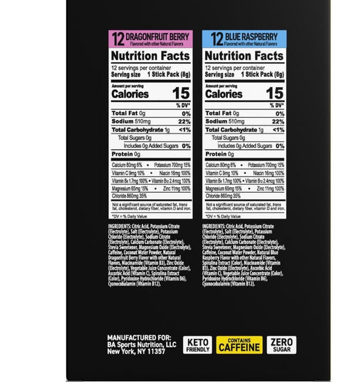 FUGOU Pack, 24 Count BODYARMORS Flash I.V. Caffeine Powder Sticks Variety