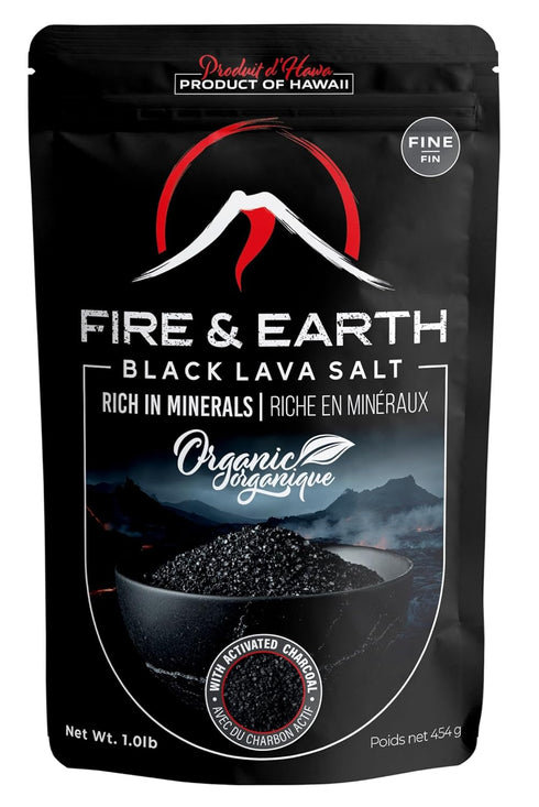 Fire & Earth - Organic Black Lava Salt - 1.0lb - Hawaiian Lava Black Sea