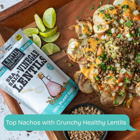 4 oz Lentil Telepathy Sea Salt & Vinegar Crunchy Whole Lentil Snack, OIL FREE, Never Fried, Plant Based, Gluten Free