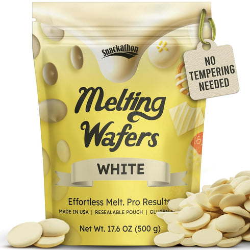 Snackathon Melting Wafers, White Compound Chocolate Coating, 17.6 OZ Resealable Bulk Bag,