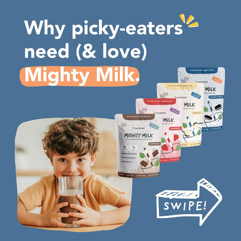 2 15-30 Mighty Chocolate Milk - Kids Daily Protein Powder Boosted with Billion Probiotics and Organic Spinach Leaves