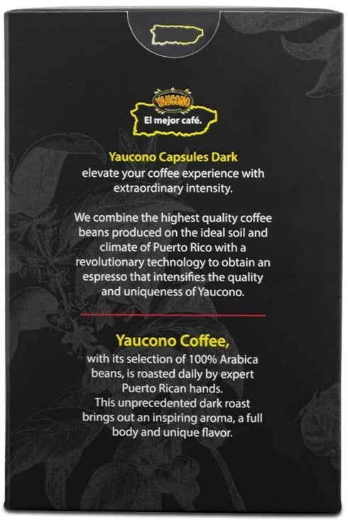 Yaucono Espresso Capsules - Dark Roast, 100 Percent Coffee from Puerto Rico, Compatible with Nespresso Machines, 18